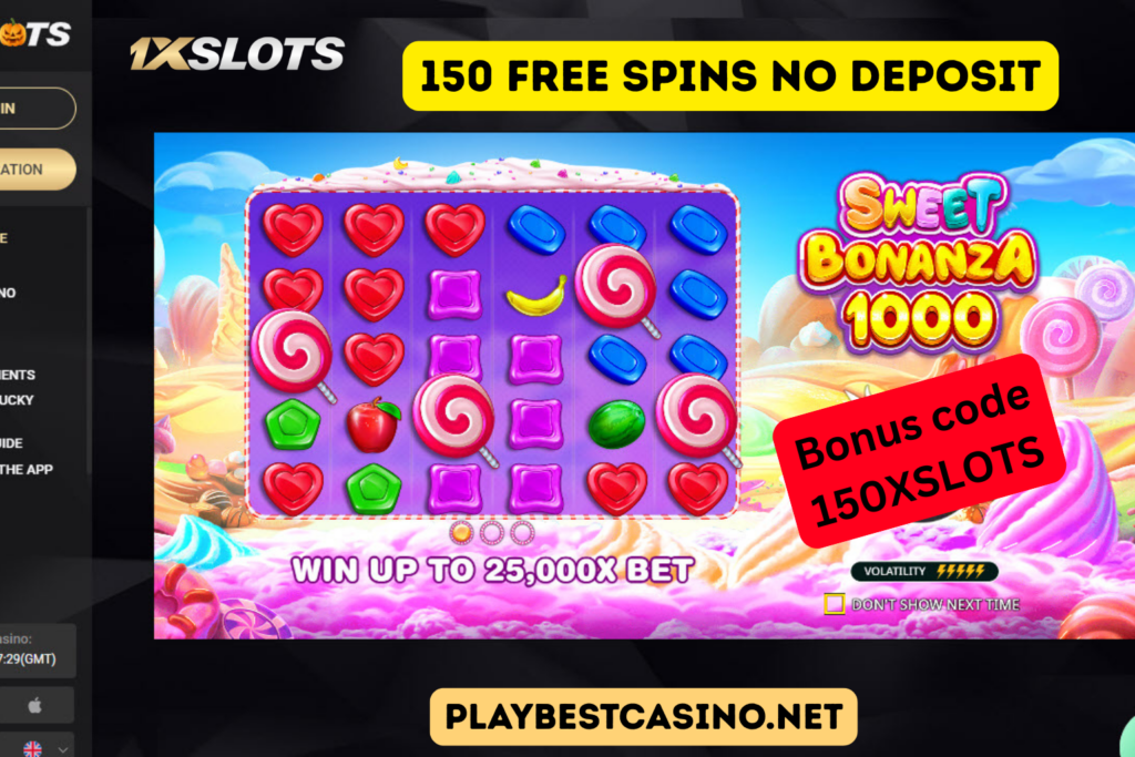 Sweet Bonanza at 1xSlots — claim 150 Free Spins with code 150XSLOTS