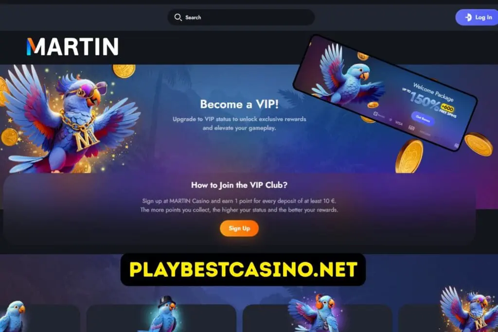 Martin Casino VIP Club — exclusive rewards and cashback; use bonus code PLAYBEST for the welcome offer