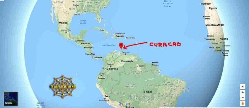 Curacao can be seen in this image. Остров Куракао для получения лицензии в казино можно увидеть на данном снимке.