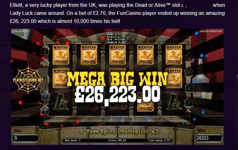Dead or Alive Mega win can be seen in this photo. Dead or Alive очень большой выигрыш представлен на данном снимке.