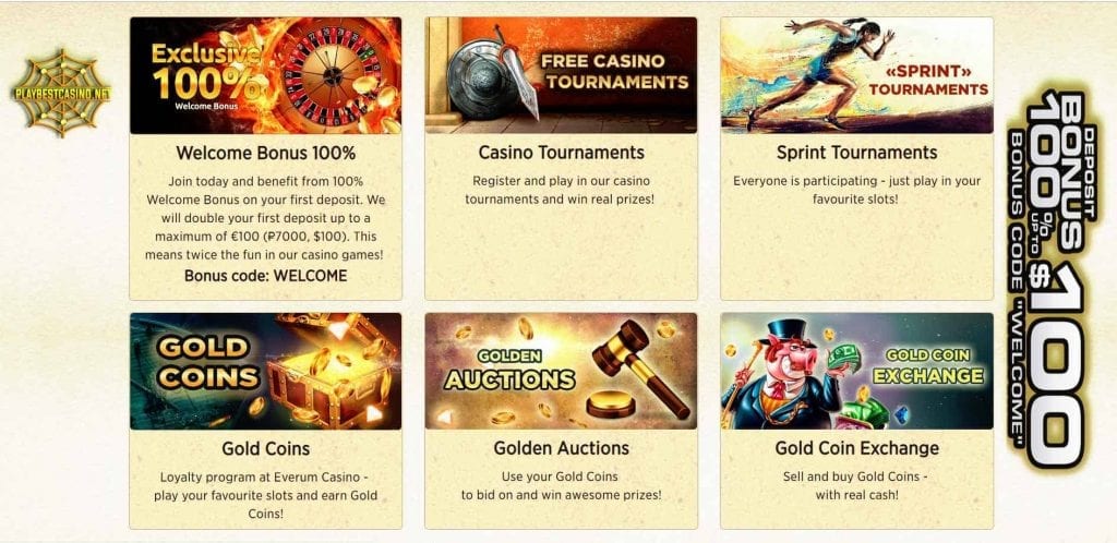 Everum Promovarea cazinoului poate fi văzută în această imagine. Everum Bonusurile cazinoului sunt prezentate în această imagine!