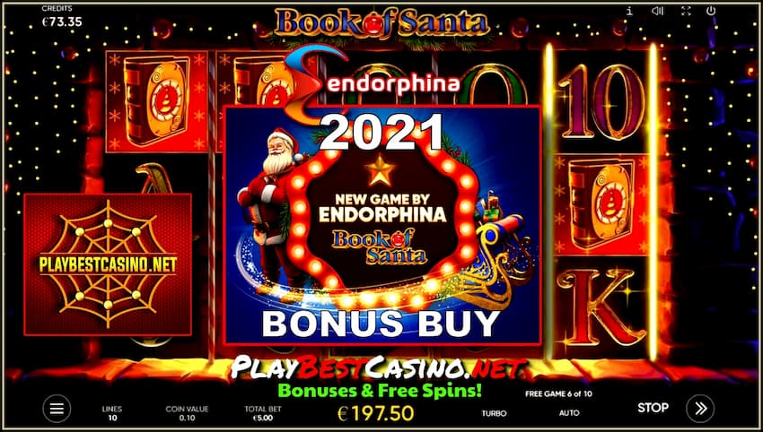 Новая функция покупки бонуса в слоте Book Of Santa от провайдера казино Endorphina есть на фото.