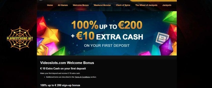 Videoslots welcome bonus can be seen in this image!