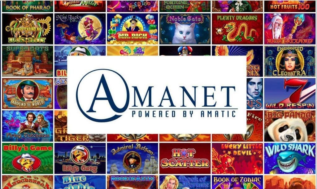Amanet (AMATIC) versio online-kasinoiden peliautomaateista vuonna 2024 kuvassa.