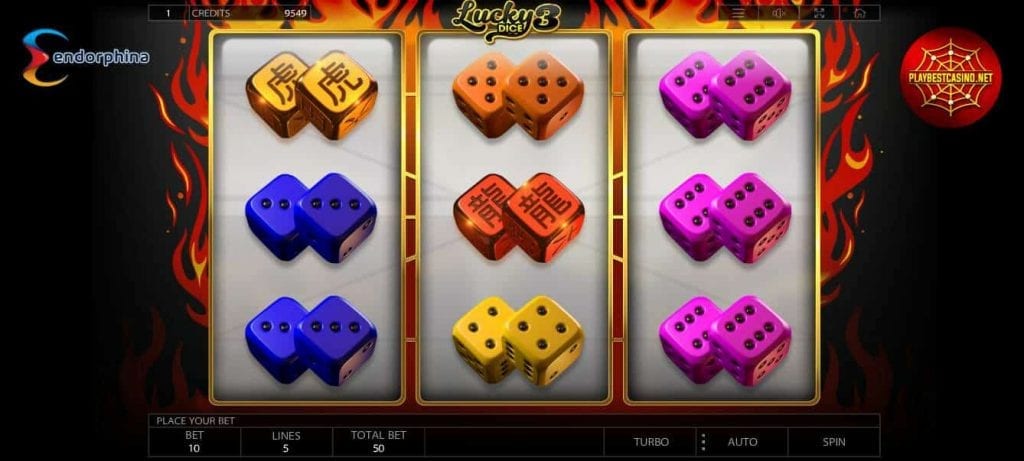 Слот Lucky 3 DICE от компании Endorphina для онлайн казино виден на данном снимке.