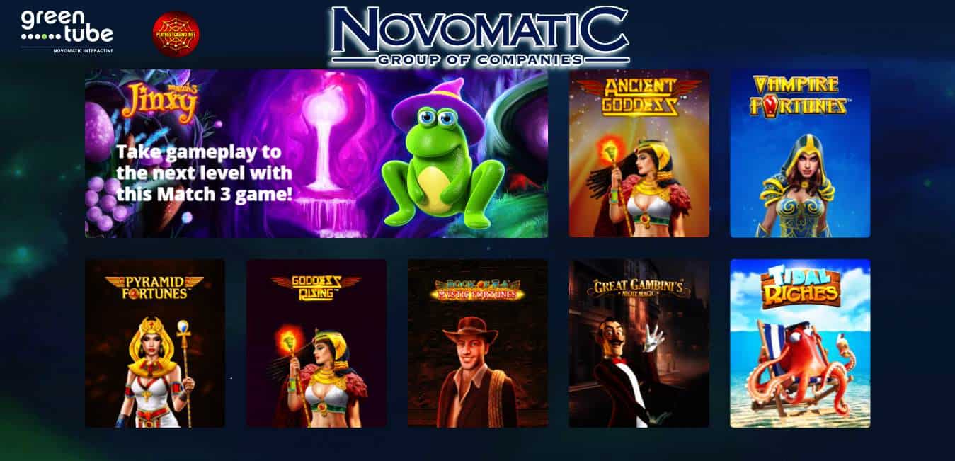 Novomatic (Geentube) provider is represented in this snapshot.