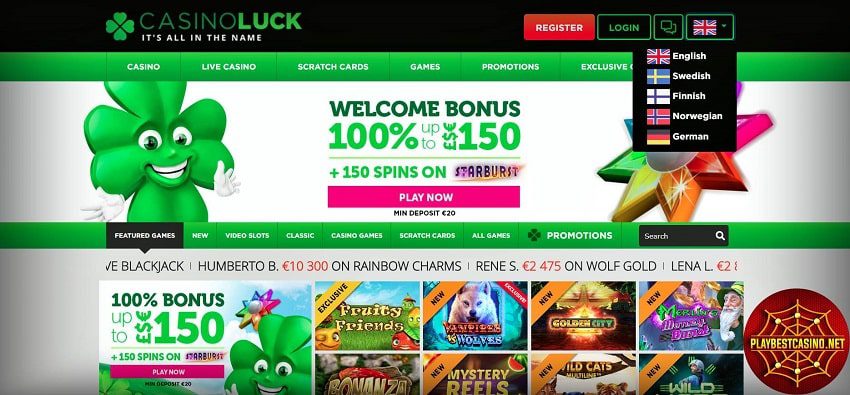Casino CasinoLuck presentert på bildet for nettstedet playbestcasino.net.