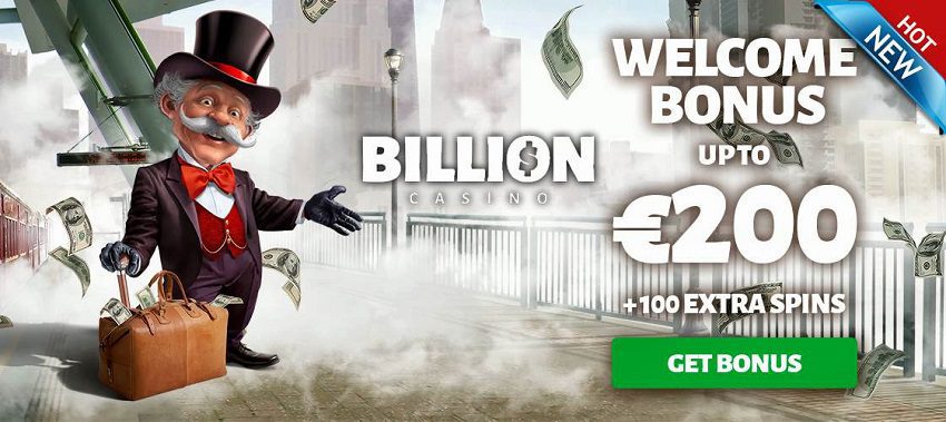 Billion казино, бонус и бесплатные вращения для новых игроков представлены на данном снимке. 