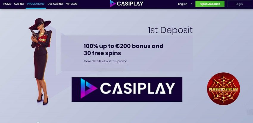 1st Deposit Bonus in Casiplay 這張圖片中可以看到《賭場 2024》。