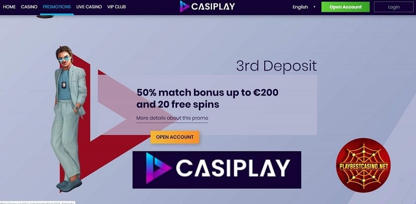 3rd Casino Bonus in Casiplay Casino can be seen in this image.