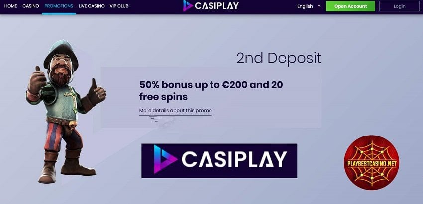 Bonus di 2e Depositu in Casiplay Casino Online pò esse vistu in questa imagine.