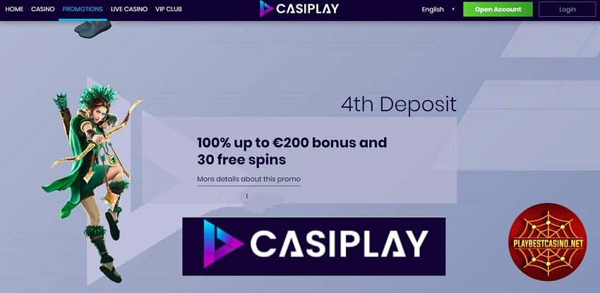 Casiplay casino and 4th deposit bonus can be seen on this image.