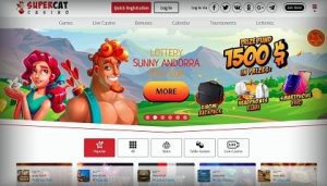 Casino Super Cat and no deposit bonus are presented on this image for playbestcasino.net