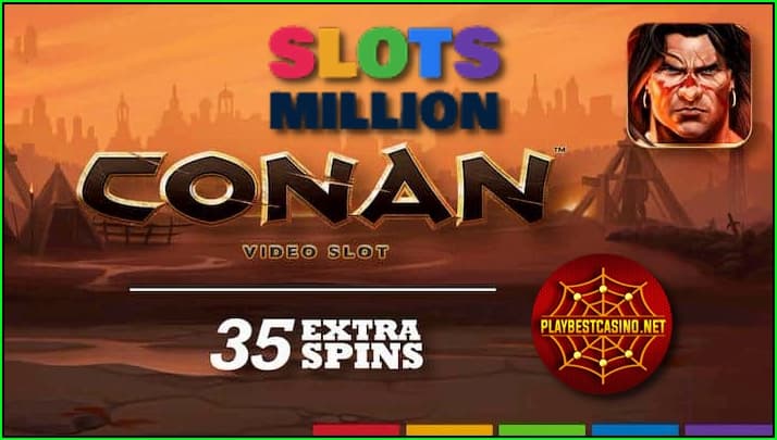 Free spins in the slot machine Conan from the provider NetEnt at Slotsmillion casino is in this photo