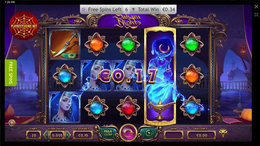 Игровой автомат Sahara Night от провайдера Yggdrasil для онлайн казино представлен на снимке.