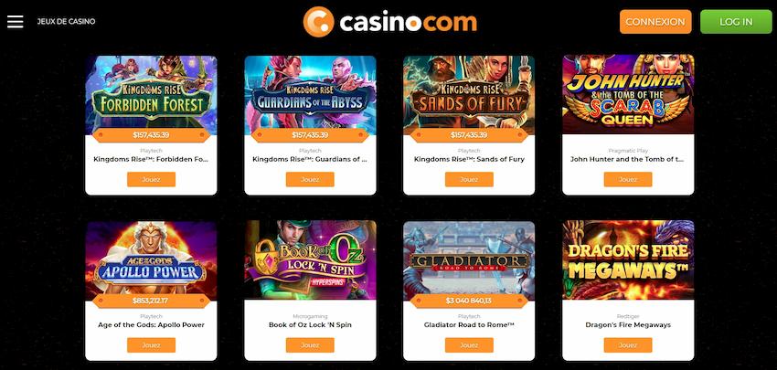 يظهر النطاق Casino.com في الصورة.