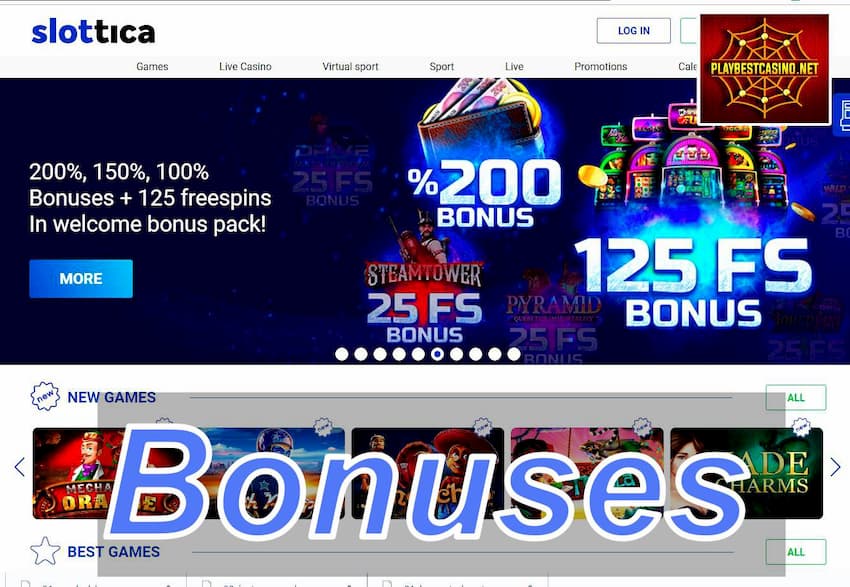 Rafitra Bonus an'ny Slottica casino 2024 dia azo jerena amin'ity sary ity.