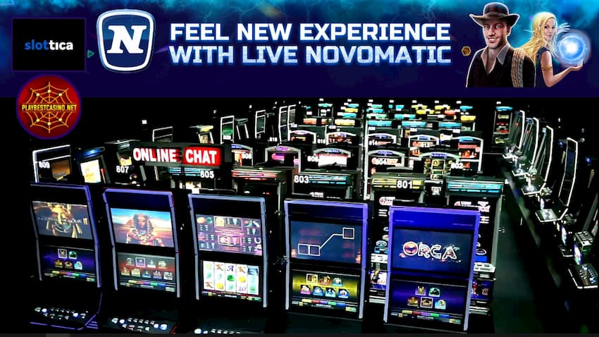 जीवंत Novomatic और गेम में एक वीडियो कैमरा के माध्यम से Slottica फोटो में दिखाया गया है!