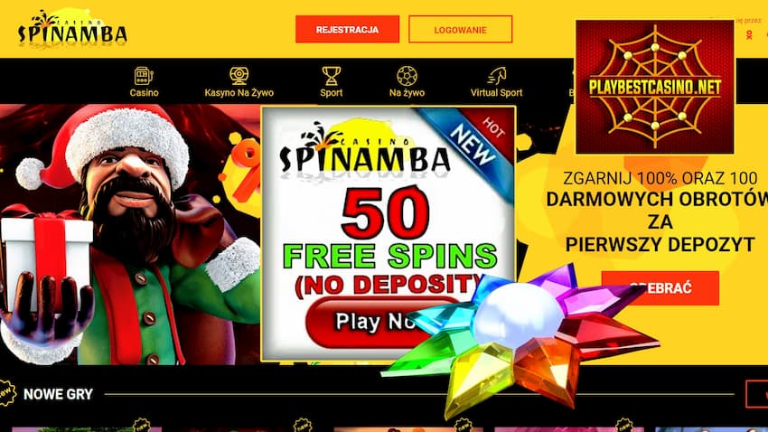 Nowe kasyno Spinamba Zdobądź Darmowe Spiny Bez Depozytu (50FS) jest zdjęcie.