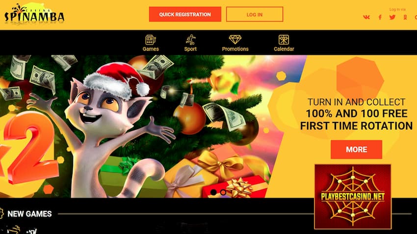 100% Idogo Bonus ati 50 Free Spins Ko si ohun idogo ni Casino Spinamba lori aworan.