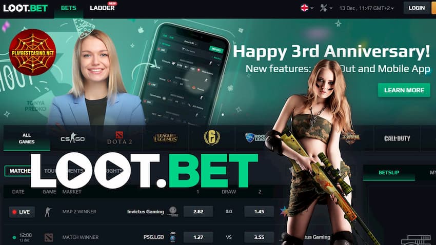 Loot.bet cyber sport crypto betting can be seen on this image.