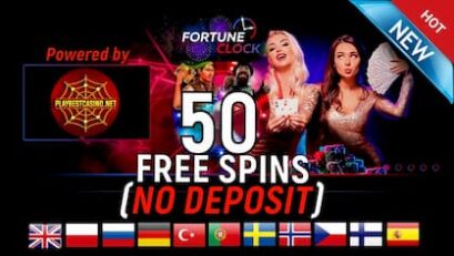 FORTUNE CLOCK Casino (2020) Review and 50 Spins No Deposit are in this picture.