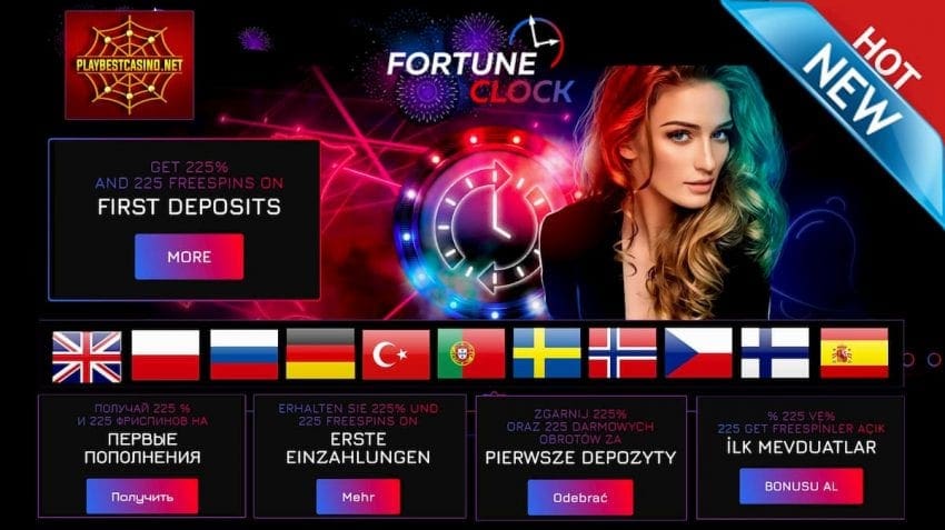 Официальный сайт казино Fortune Clock представлен на фото.