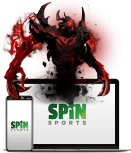 Spin Sports Dota 2 Logo for Playbestcasino.net can be seen on this photo.