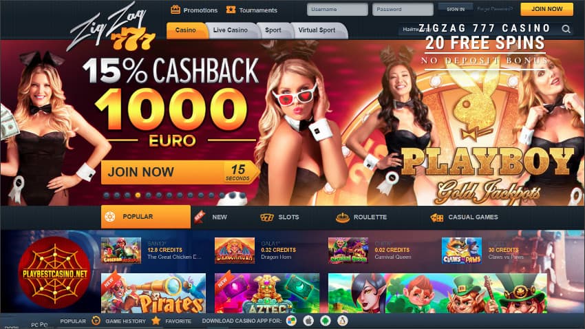 Cashback i le Zig Zag 777 kasino o loʻo i le ata.