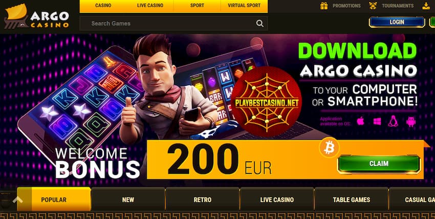 Argo Casino bonus is on photo.
