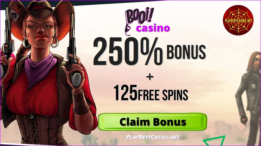 Booi Casino 250% Bonus and Free spins is on this photo.