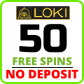 Loki Casino 50 free spin no deposit bonus for Playbestcasino.net is in photo.