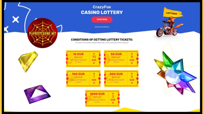 Lotteri och värdefulla presenter till casinospelare Crazy Fox 2024 är på bilden.