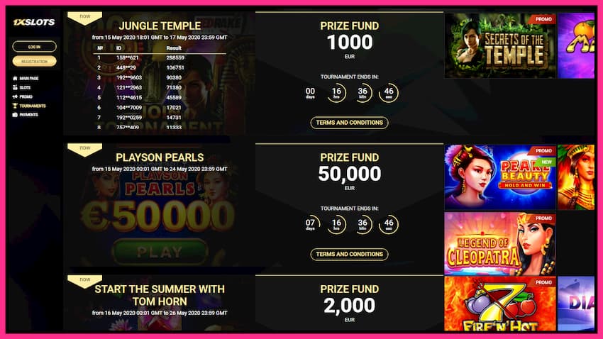 husus Kasino slot Pasanggiri 1XSlots dina gambar.