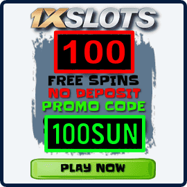 100 Бесплатных Вращений без депозита всем новым игрокам в казино 1xSLOTS по промо коду 150XSLOTS на фото.