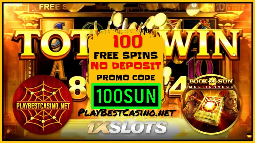 Получи 100 Вращений Без Депозита с бонус кодом 100SUN в казино 1XSLOTS на фото.