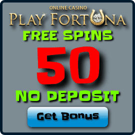 PlayFortuna casino 50 free spins no deposit bonus is on photo.