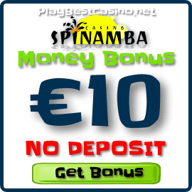 Бесплатный денежный бонус 10 евро за регистрацию в казино Spinamba 2023 на фото.
