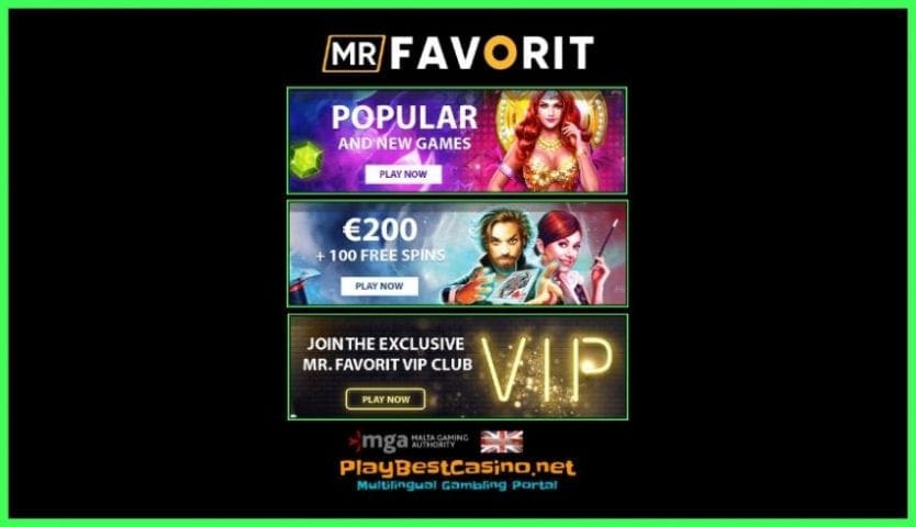 Review of the New Casino mrFAVORIT with License MGA and UK is in this picture.