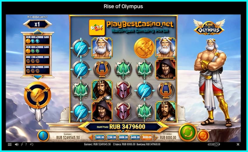 Big Win dalam Rise of Olympus di kasino SlottyWay!