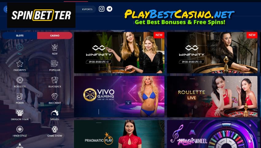 Настольные игры в Live Casino Spinbetter с настоящими дилерами и крупье в 2024 году представлены на этом снимке.