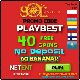 Promocode PLAYBEST 40 free spins in SOL Casino for PlayBestCasino.net is on photo.