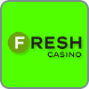 Fresh Kazina emblemo por la retejo Playbestcasino.net estas en la foto.