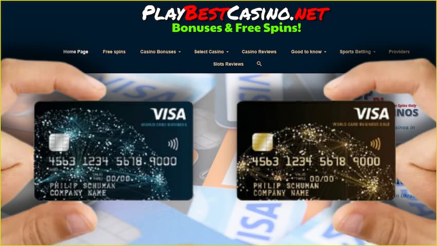 Online kasino beleanje card brûkers Visa online Playbestcasino.net der stiet ien op de foto.