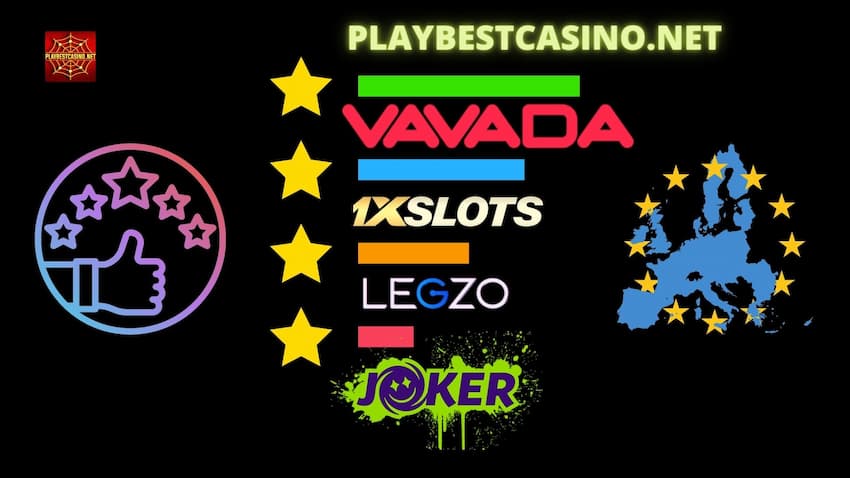 Rating of the top 10 best casinos for real money on the site PLAYBESTCASINO.NET on the picture.