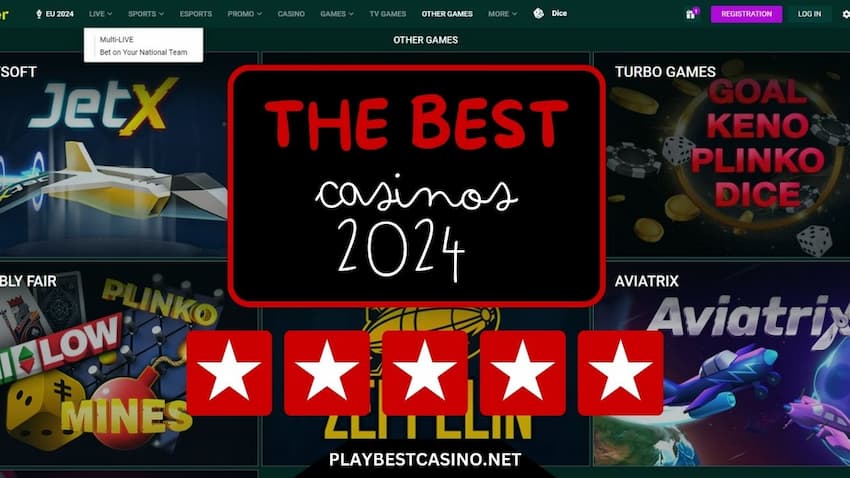 Ang sign at star rating ng Best Casinos ay ipinapakita sa larawan.