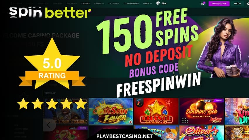 Рейтинг топового казино Spinbetter и 150 бесплатных вращений есть на фото.