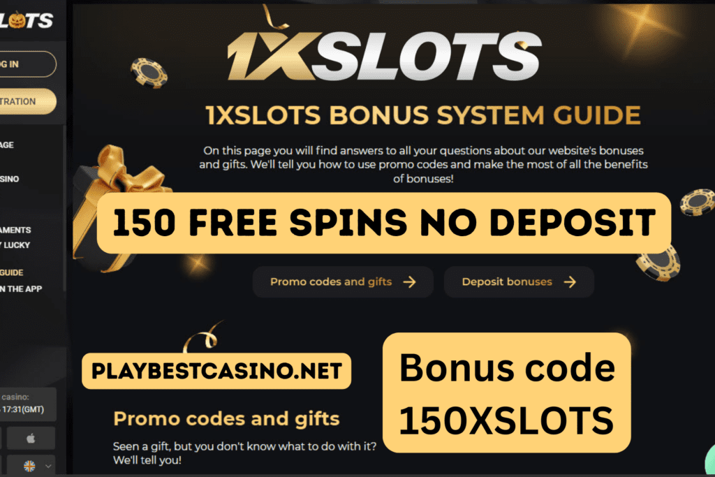 1xSlots: 150 Free Spins No Deposit — bonus code 150XSLOTS on PlayBestCasino.net